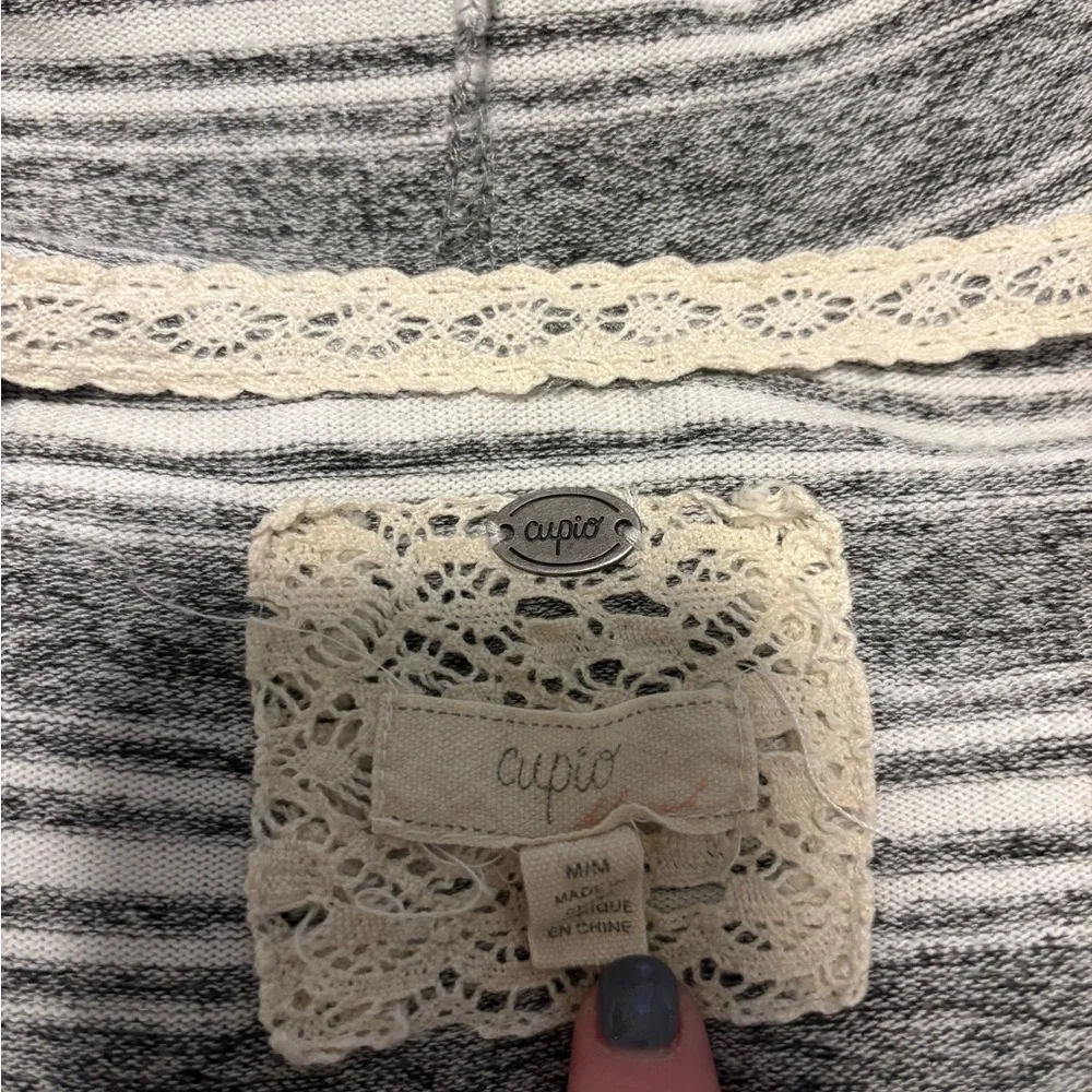 Cupio Gray Striped Hooded Cardigan